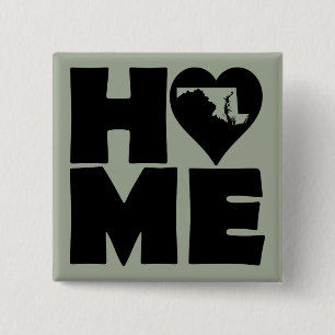 Chapa Cuadrada Maryland Home Heart State Button Badge Pin