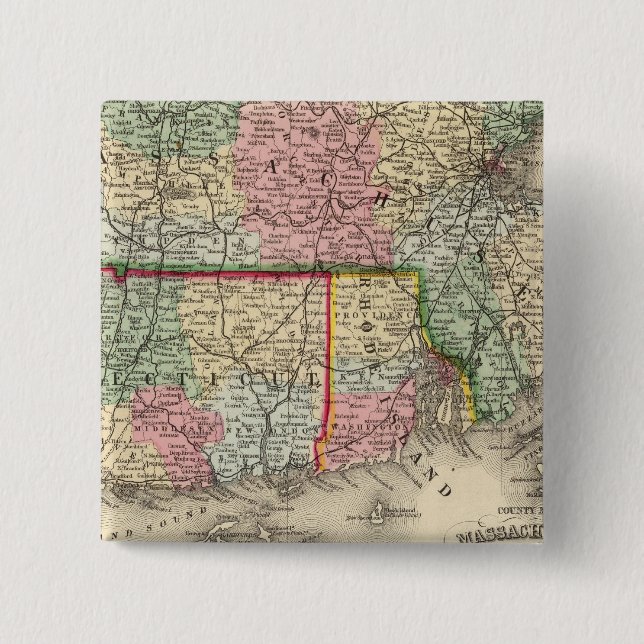Chapa Cuadrada Masa, Conn, mapa de RI de Mitchell (Anverso)
