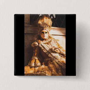 Chapa Cuadrada Máscara de carnaval dorado