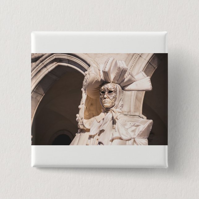 Chapa Cuadrada Máscara de carnaval en Venecia (Anverso)