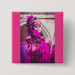 Chapa Cuadrada Máscara morada de carnaval en Venecia