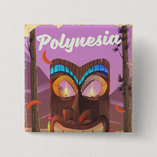 Chapa Cuadrada Máscara Tiki de Polinesia