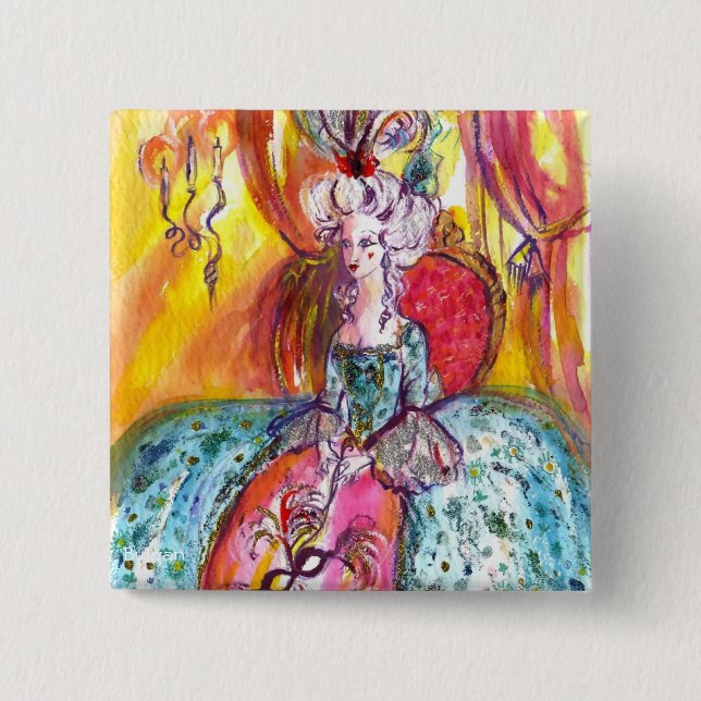 CHAPA CUADRADA MÁSCARAS DE COLOMBINA / MASQUERADE VENECIANA (Anverso)