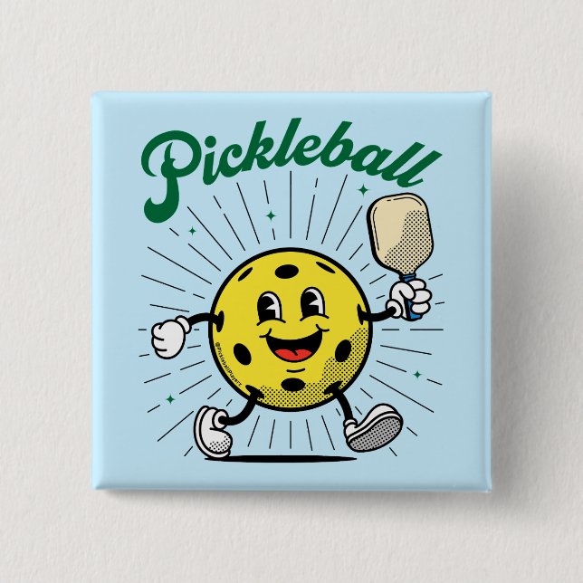 Chapa Cuadrada MASCOT DE PICKLEBALL por PickleballPlayerz (Anverso)