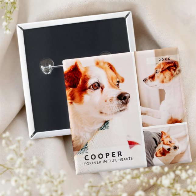 Chapa Cuadrada Mascota Memorial Collage de fotos Geométrico Simpl (Subido por el creador)