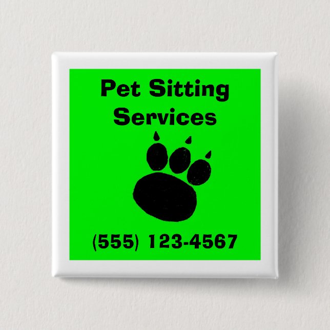 Chapa Cuadrada Mascota Sitting Services Paw Print (Anverso)