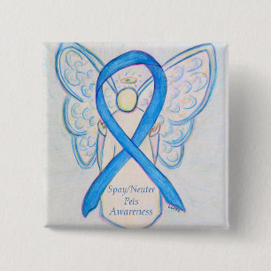 Chapa Cuadrada Mascotas Spay/Neuter Conciencia Angel Ribbon Art P