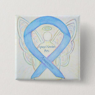 Chapa Cuadrada Mascotas Spay/Neuter Conciencia Angel Ribbon Art P