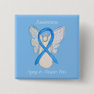 Chapa Cuadrada Mascotas Spay/Neuter Conciencia Angel Ribbon Art P