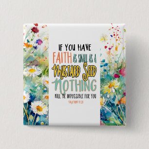 Chapa Cuadrada Mateo 17:20 Fe como verso de la biblia de semillas