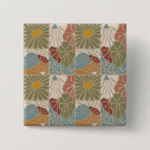 Chapa Cuadrada Matisse Groovy floral Art Nouveau 1970s Boho 