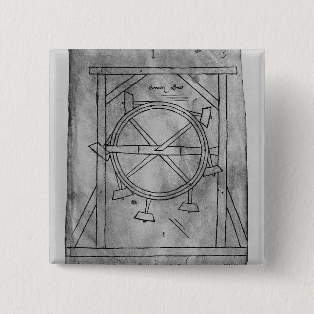 Chapa Cuadrada Mazos y rueda del movimiento supuesto perpetuo (Anverso)