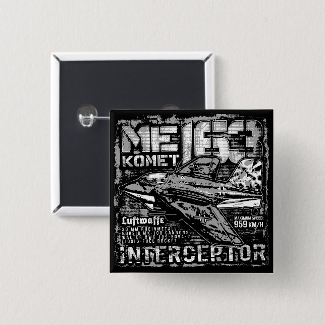 Chapa Cuadrada Me 163 Komet (Anverso y reverso)