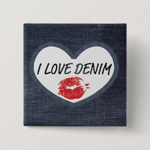Chapa Cuadrada Me encanta Denim 5.1 cm (2")