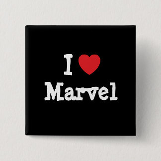 Chapa Cuadrada Me encanta la camiseta del corazón de Marvel