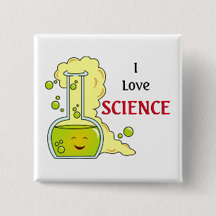 Chapa Cuadrada Me encanta la ciencia Matraz de química
