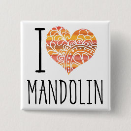 Chapa Cuadrada Me encanta Mandolin Naranja Mandala Heart