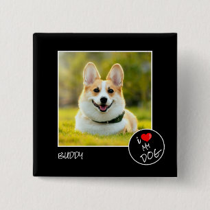 Chapa Cuadrada Me encanta mi perro, foto Personalizado - Amantes
