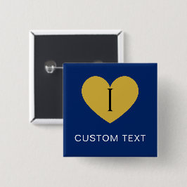 Chapa Cuadrada Me encanta TEXTO PERSONALIZADO Elegante Azul Marin