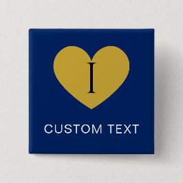 Chapa Cuadrada Me encanta TEXTO PERSONALIZADO Elegante Azul Marin