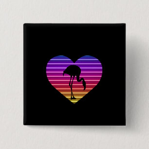Chapa Cuadrada Me encantan los flamencos 80 Retro Heart Sunset