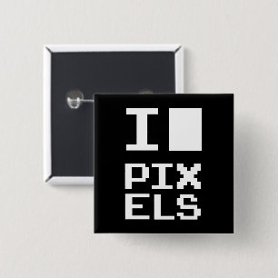 Chapa Cuadrada Me encantan los píxeles, diseño geek, arte de píxe
