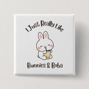 Chapa Cuadrada Me gustan mucho los conejos y Boba Bunny Rabbit