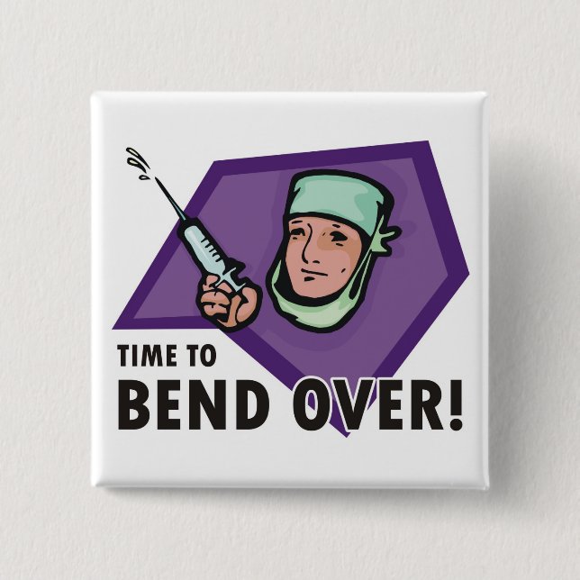 Chapa Cuadrada Médico de la inyección/enfermera divertidos - (Anverso)