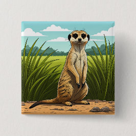 Chapa Cuadrada Meerkat standing alert in a field of grass