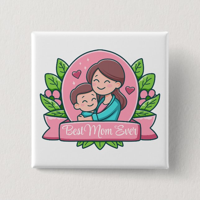 Chapa Cuadrada Mejor Mamá, Mamá Y Niño, Personalizado (Anverso)