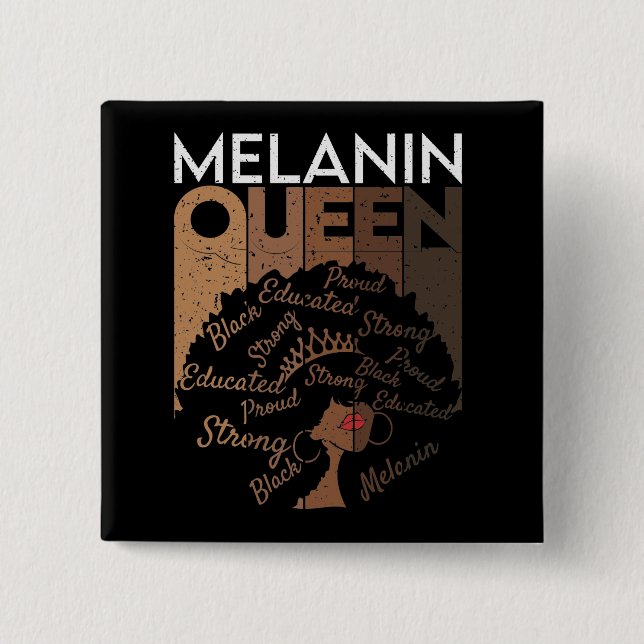 Chapa Cuadrada Melanin Afro Queen Word Art (Anverso)