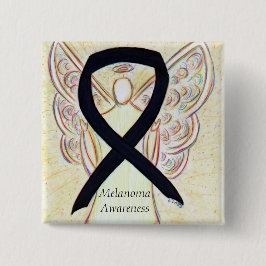 Chapa Cuadrada Melanoma Awareness Ribbon Angel Personalizado Pin