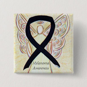 Chapa Cuadrada Melanoma Awareness Ribbon Angel Personalizado Pin
