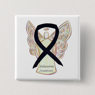 Chapa Cuadrada Melanoma Awareness Ribbon Angel Personalizado Pin