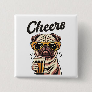 Chapa Cuadrada Meme de cerveza de bebida de Pug