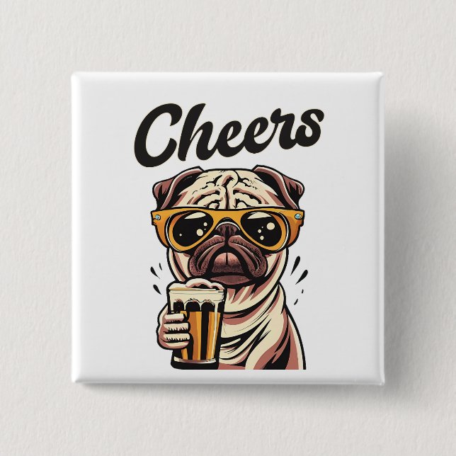 Chapa Cuadrada Meme de cerveza de bebida de Pug (Anverso)