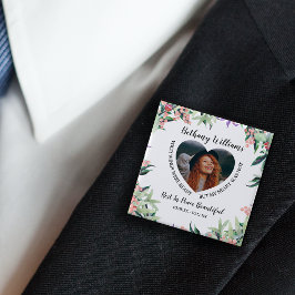 Chapa Cuadrada Memorial de Foto de Corazón Personalizado Moderno