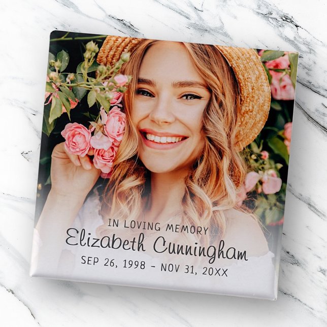Chapa Cuadrada Memorial Funeral moderno Foto Cursiva Simple (Subido por el creador)