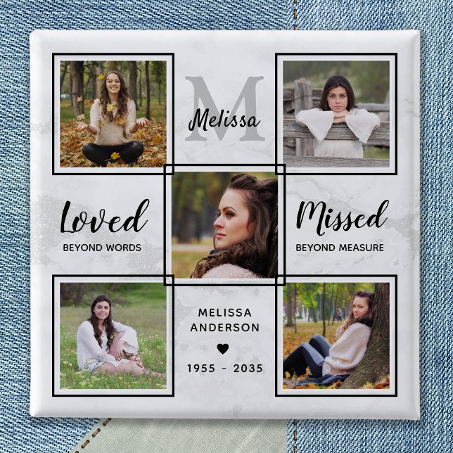 Chapa Cuadrada Memorial funerario Mantener Collage de fotos único (Subido por el creador)