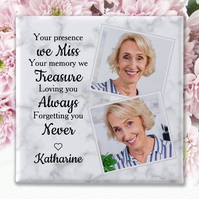 Chapa Cuadrada Memorial Memoria Amada Foto Personalizada Funeral (Subido por el creador)