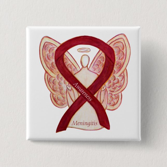 Chapa Cuadrada Meningitis Angel Awareness Ribbon Pins (Anverso)