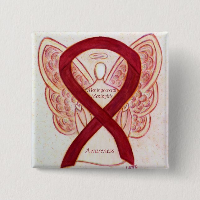 Chapa Cuadrada Meningococo Meningitis Awareness Ribbon Pins (Anverso)