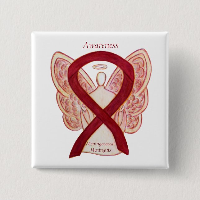Chapa Cuadrada Meningococo Meningitis Awareness Ribbon Pins (Anverso)