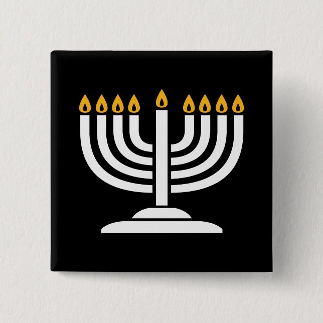 Chapa Cuadrada Menorah - Feliz regalo de feriado judío de Hanukka (Anverso)