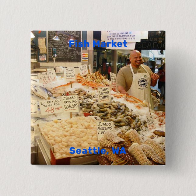 Chapa Cuadrada Mercado de pescado, Seattle, Washington (Anverso)