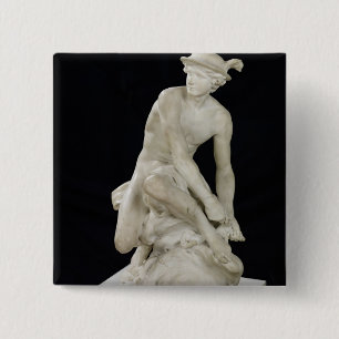 Chapa Cuadrada Mercury que ata sus sandalias coas alas, 1744