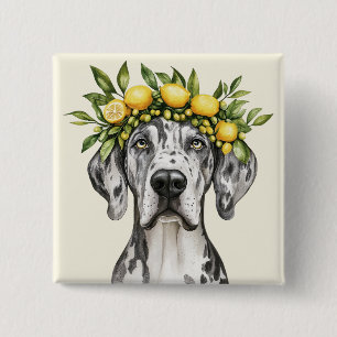 Chapa Cuadrada Merle Great Dane Dog Lemon Crown