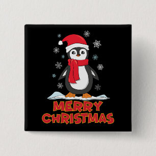Chapa Cuadrada Merry Christmas Cute Penguin