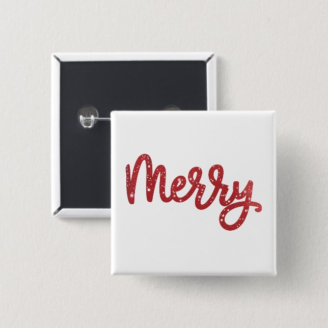 Chapa Cuadrada Merry Christmas Glitter Holiday  (Anverso y reverso)