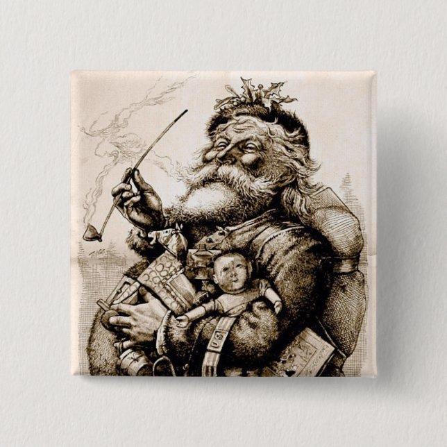 Chapa Cuadrada Merry Old Santa Claus (Anverso)